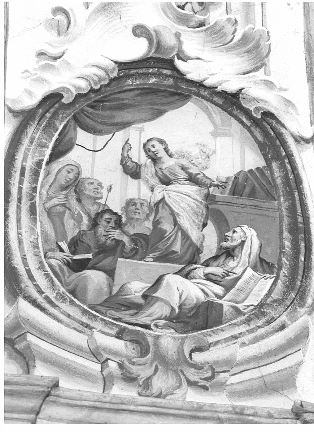 disputa di Gesù con i dottori nel tempio (dipinto murale, elemento d'insieme) - ambito lombardo (secondo quarto sec. XVIII)