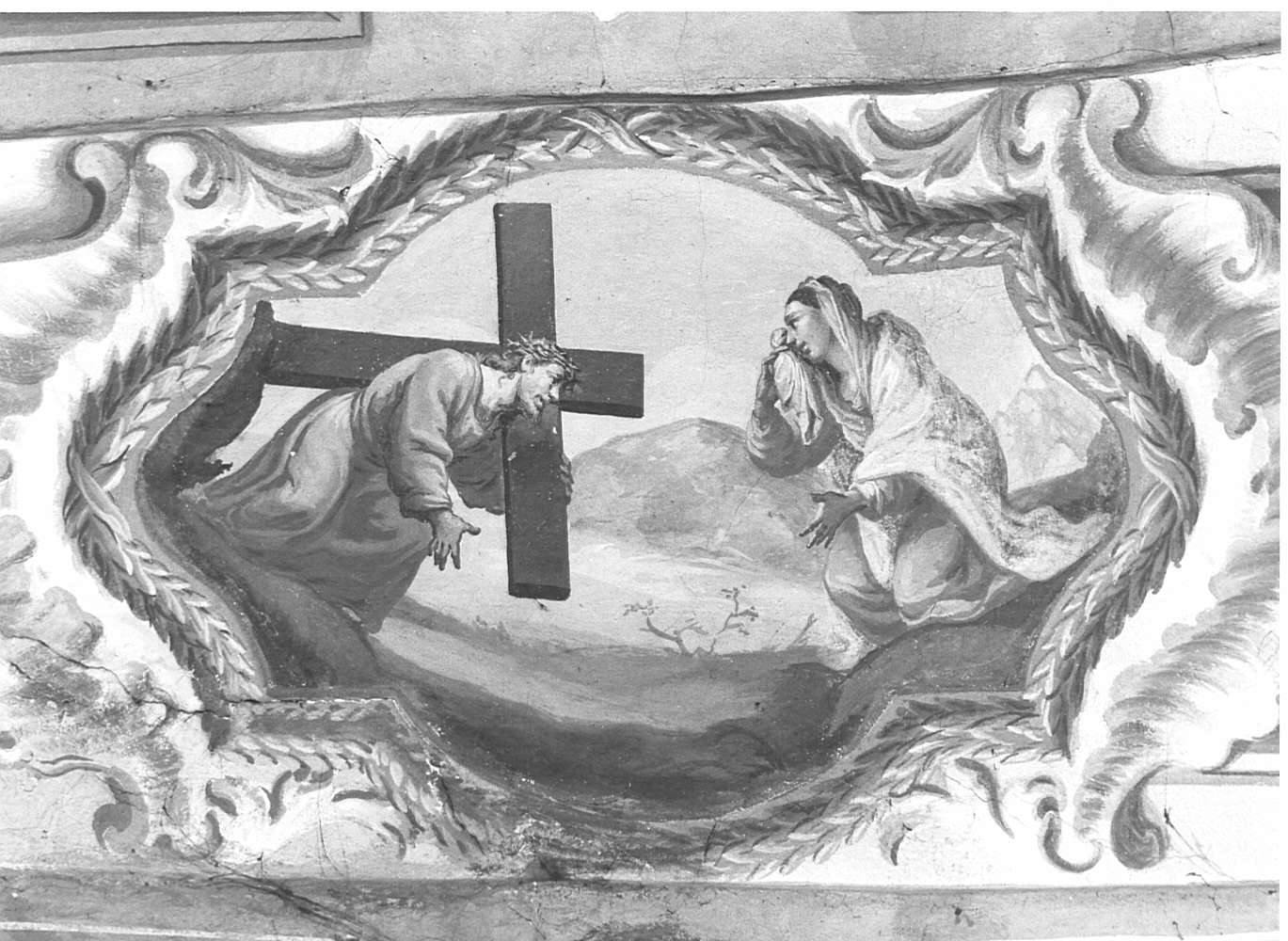 Cristo incontra la Madonna sulla via del Calvario (dipinto murale, elemento d'insieme) - ambito lombardo (secondo quarto sec. XVIII)