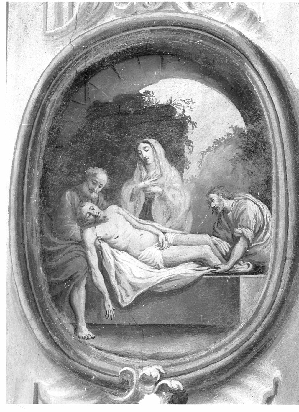 deposizione di Cristo nel sepolcro (dipinto murale, elemento d'insieme) - ambito lombardo (secondo quarto sec. XVIII)