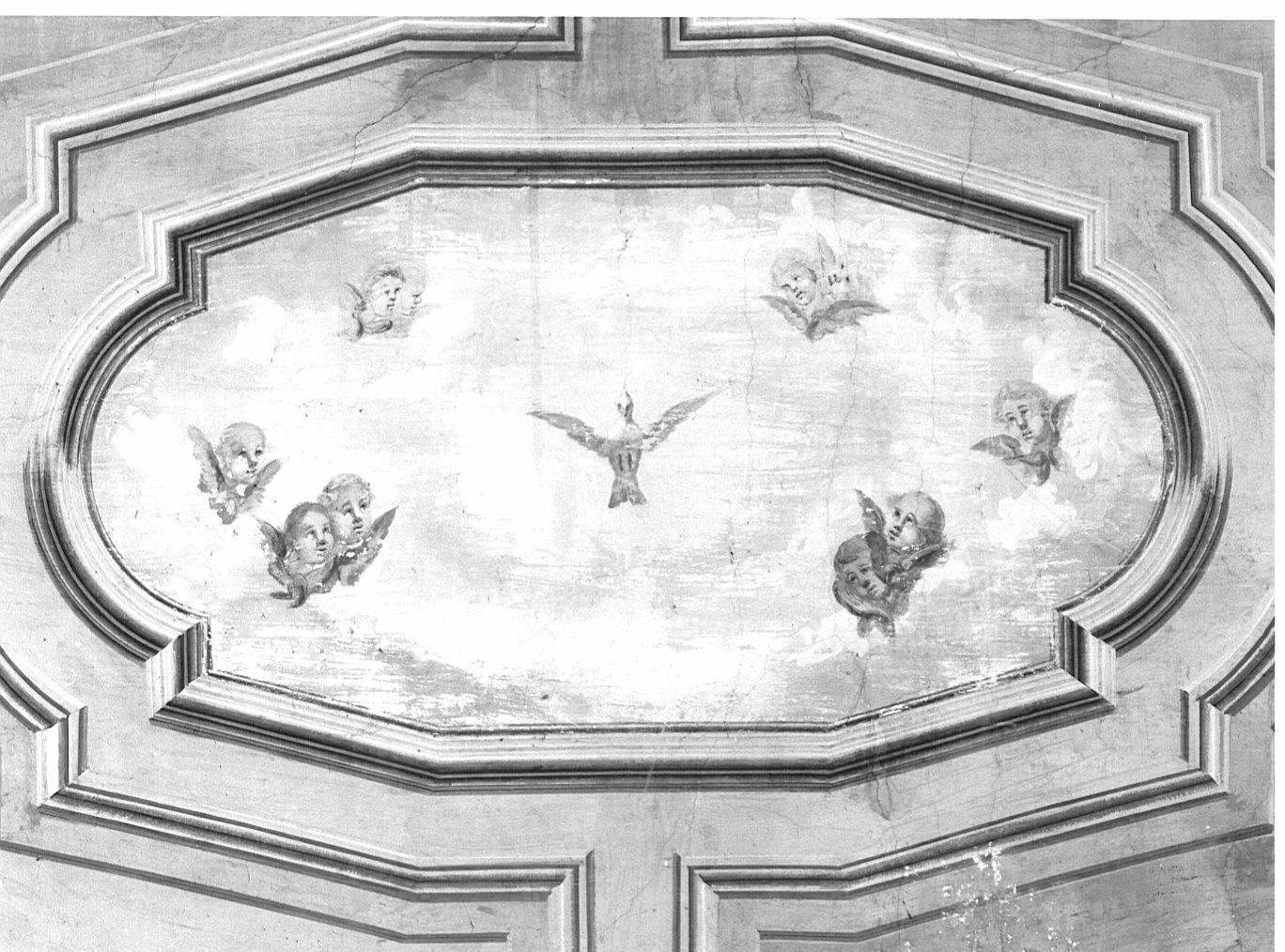 colomba dello Spirito Santo e cherubini (decorazione pittorica) - ambito lombardo (seconda metà sec. XIX)