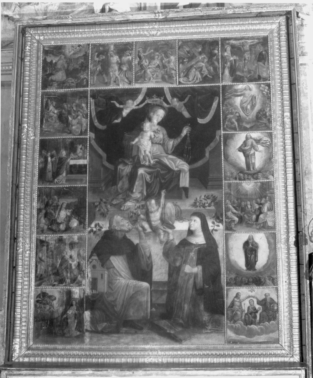 Madonna del Rosario con San Domenico e Santa Caterina da Siena (dipinto) - ambito lombardo (sec. XVI)