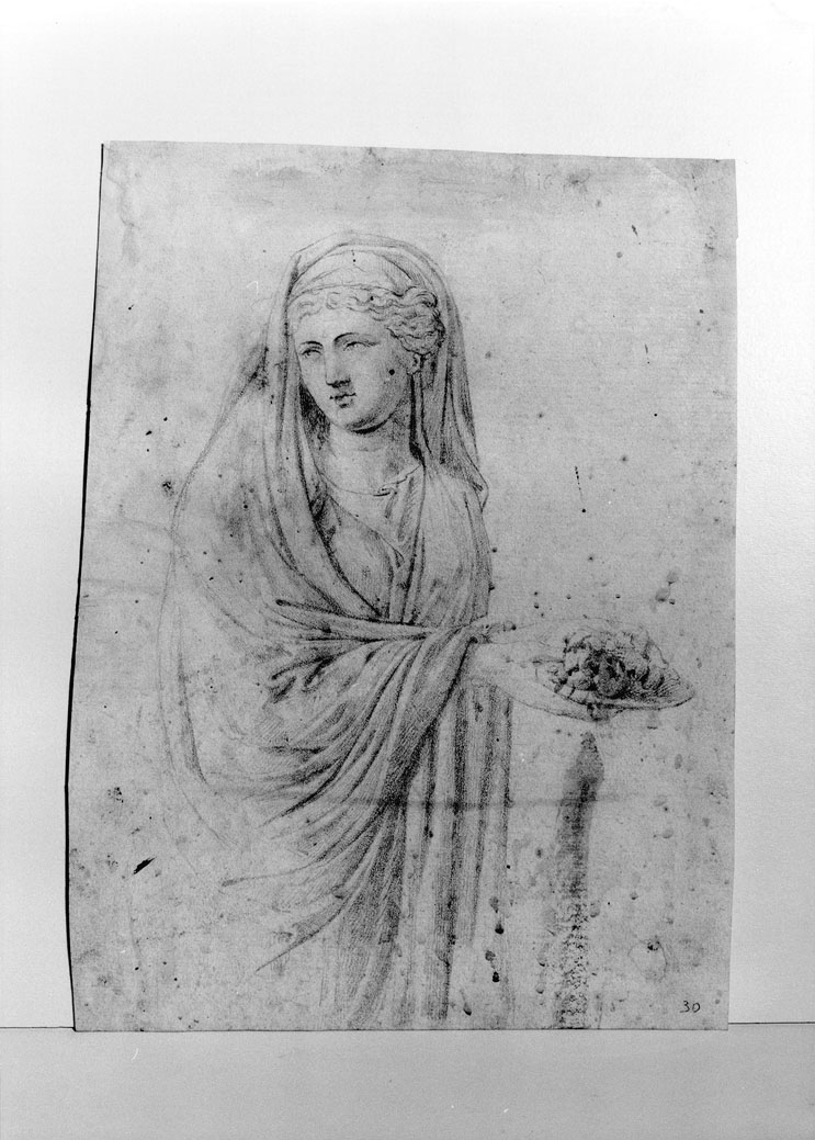 figura femminile (disegno) - ambito marchigiano (secc. XVIII/ XIX)