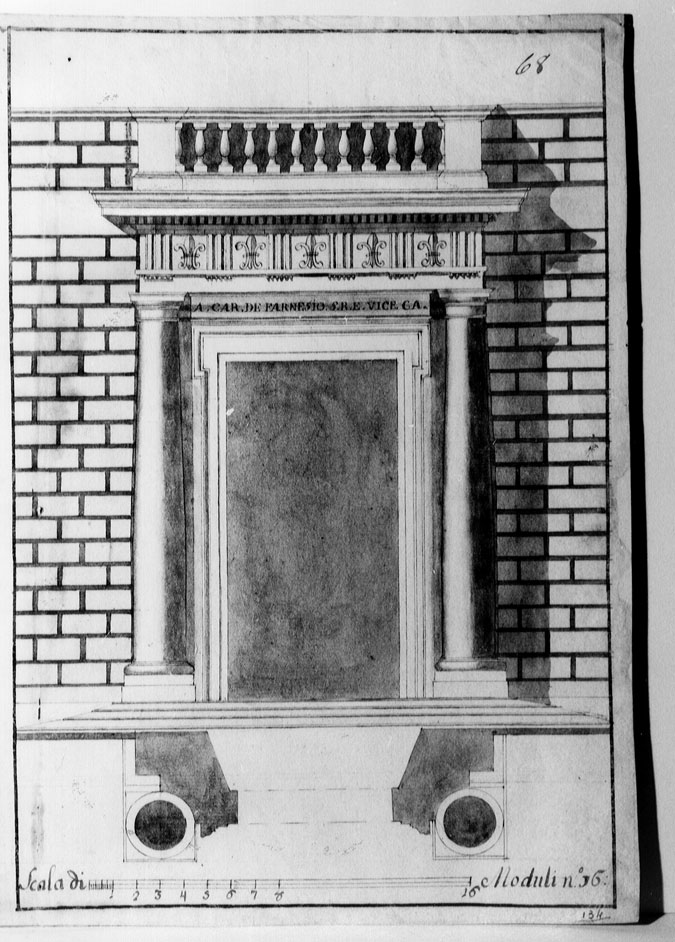 finestra di Palazzo Farnese (disegno) di Paclimi Luigi (fine/inizio secc. XVIII/ XIX)