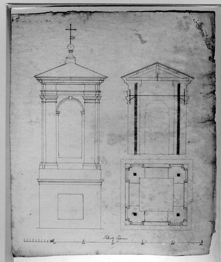 campanile (disegno) - ambito marchigiano (seconda metà sec. XVIII)