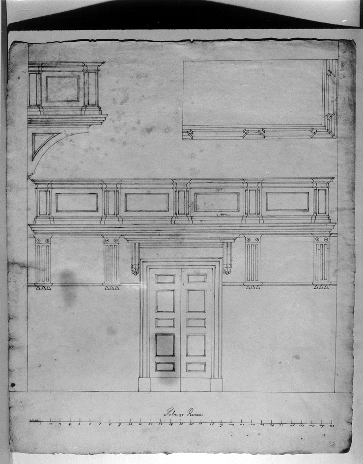 sezione verticale di chiesa (disegno) - ambito marchigiano (seconda metà sec. XVIII)