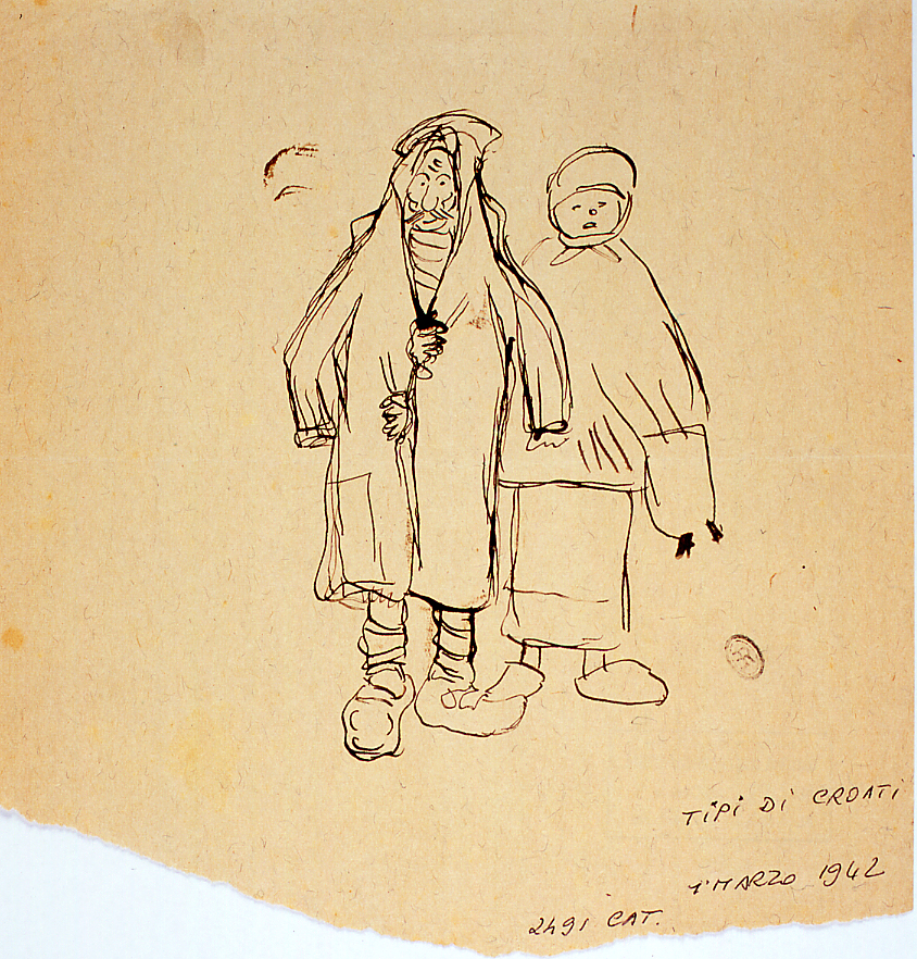 figura maschile e figura femminile (disegno) di Ercolani Ernesto (sec. XX)