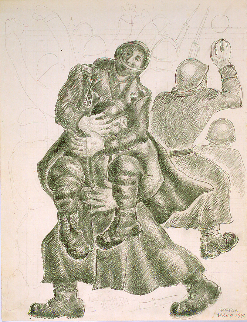 scena di guerra (disegno) di Ercolani Ernesto (sec. XX)