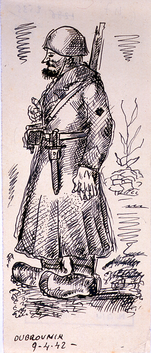 soldato (disegno) di Ercolani Ernesto (sec. XX)