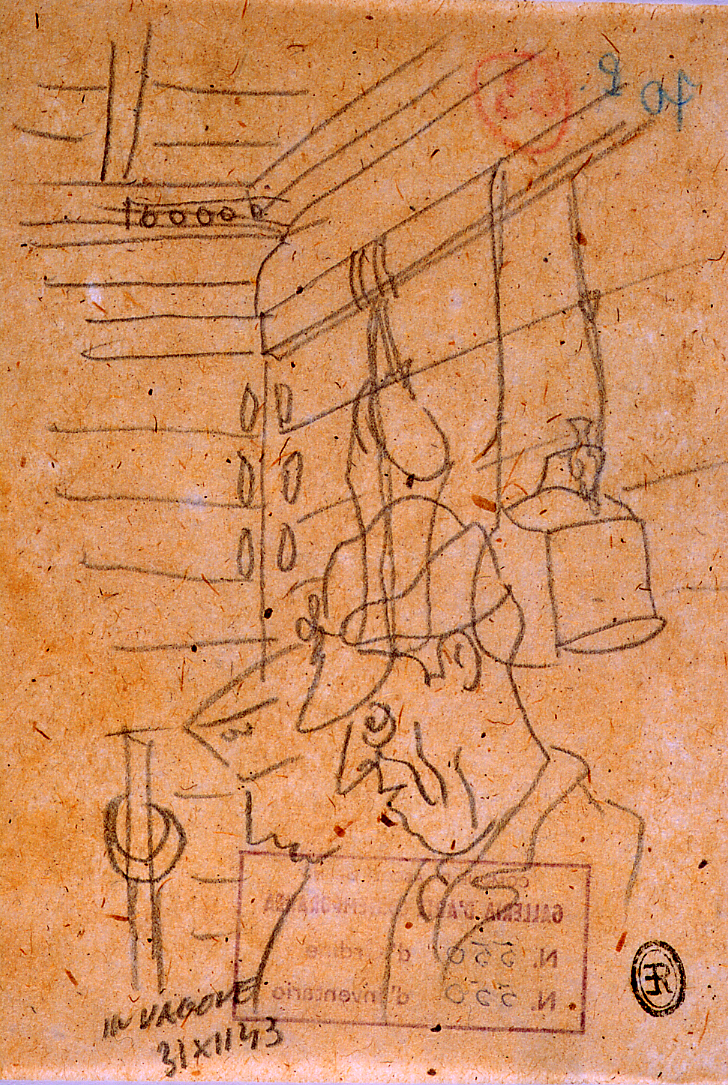 In vagone, in vagone - prigionieri (disegno) di Ercolani Ernesto (sec. XX)