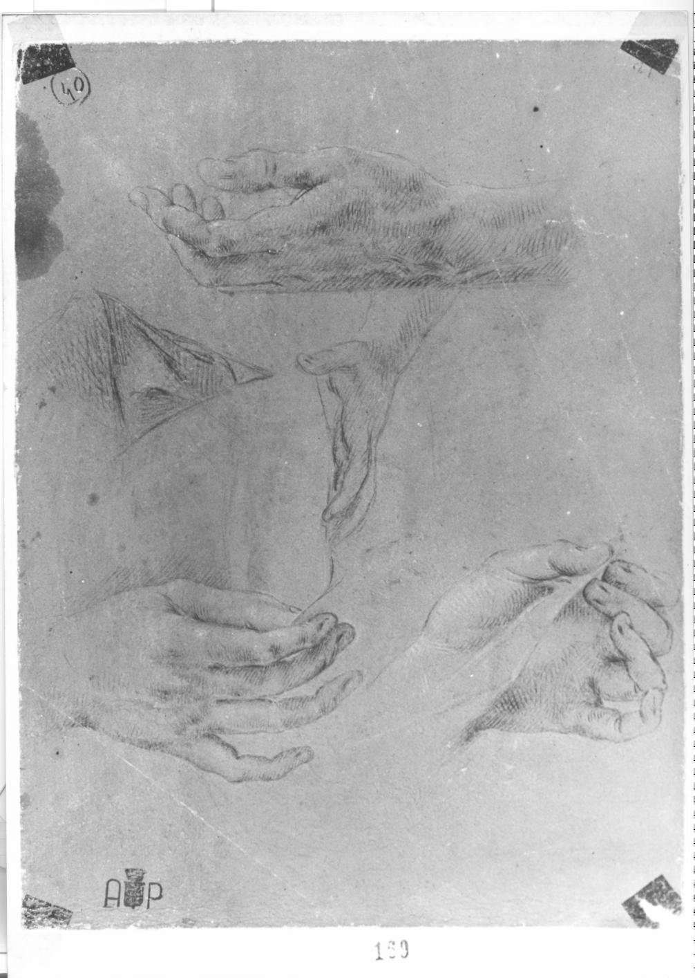 studio per mani (disegno) di Monti Nicola Antonio (sec. XVIII)