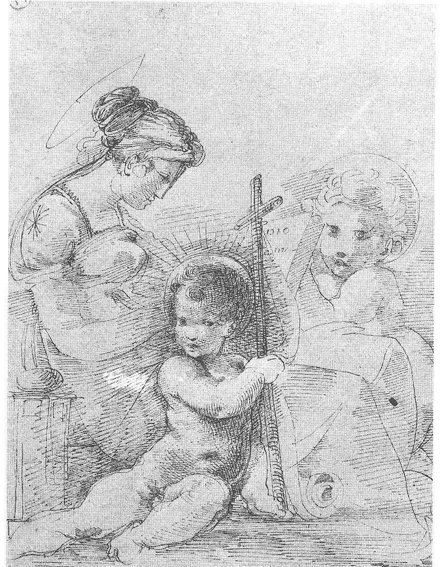 Madonna con Bambino e San Giovanni (disegno) di Duranti Fortunato (prima metà sec. XIX)