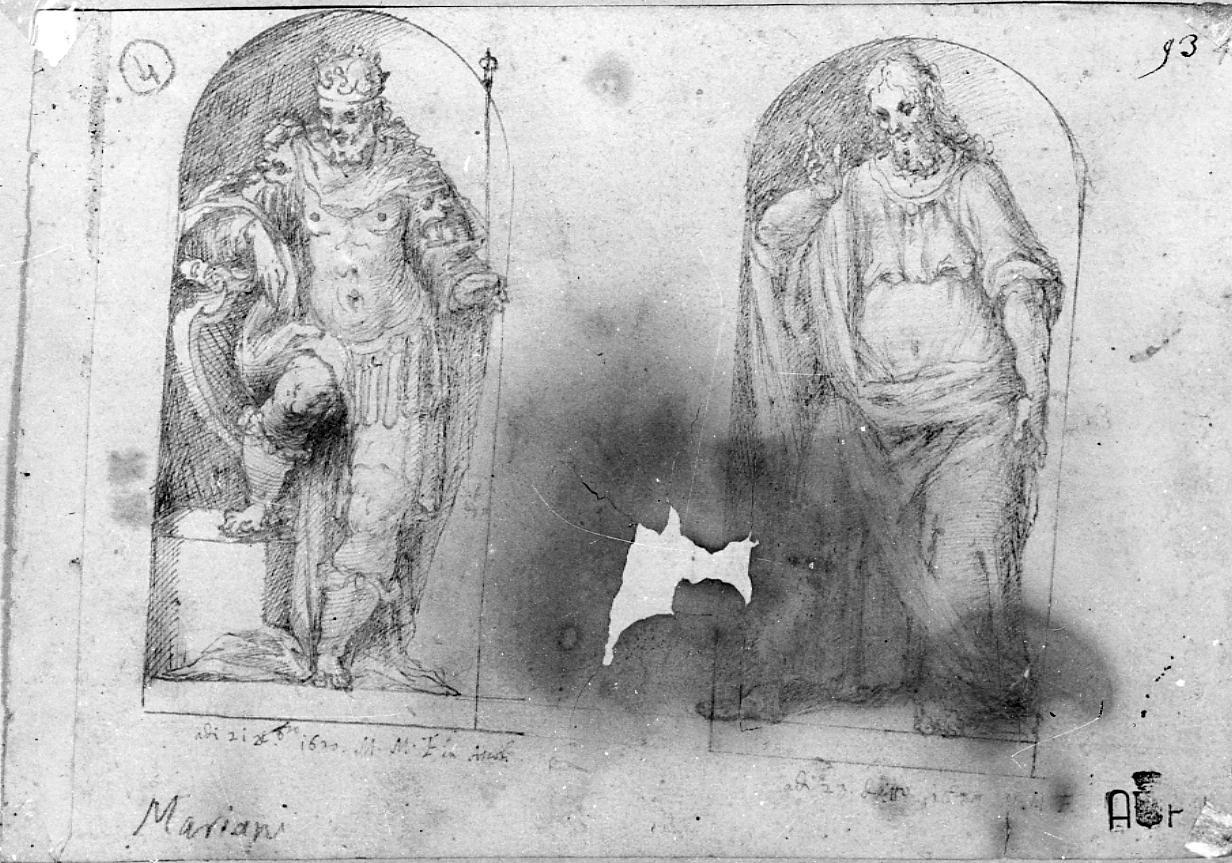 David e profeta; putto (disegno) di Mariani Giovanni Maria (sec. XVII)