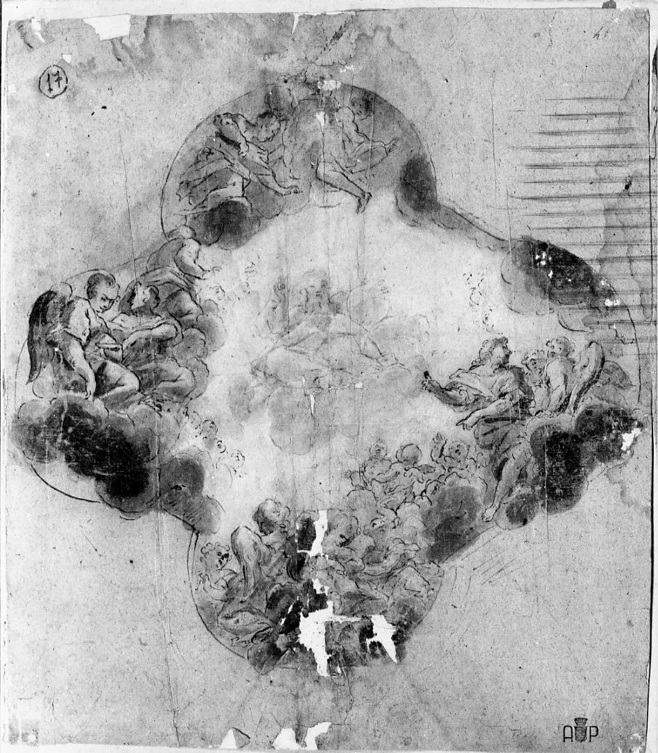 Dio Padre tra angeli (disegno) di Nardini Tommaso (sec. XVIII)