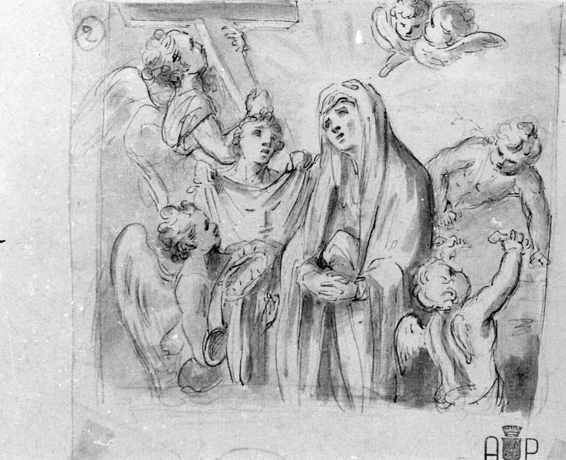 Madonna Addolorata con simboli della passione (disegno) di Orsini Baldassarre (secc. XVIII/ XIX)