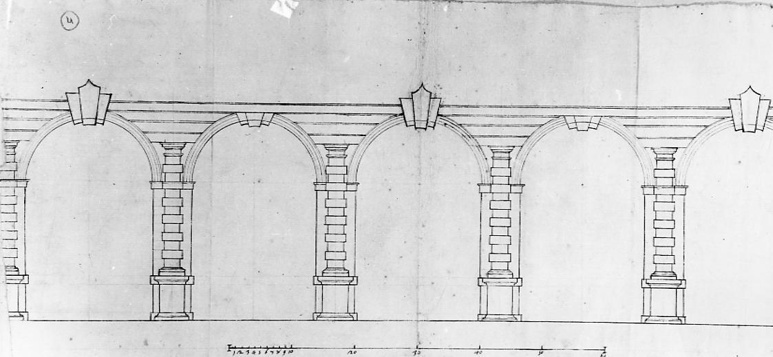 portico del Palazzo dell'Arengo di Ascoli Piceno (disegno) di Giosafatti Giuseppe (primo quarto sec. XVIII)