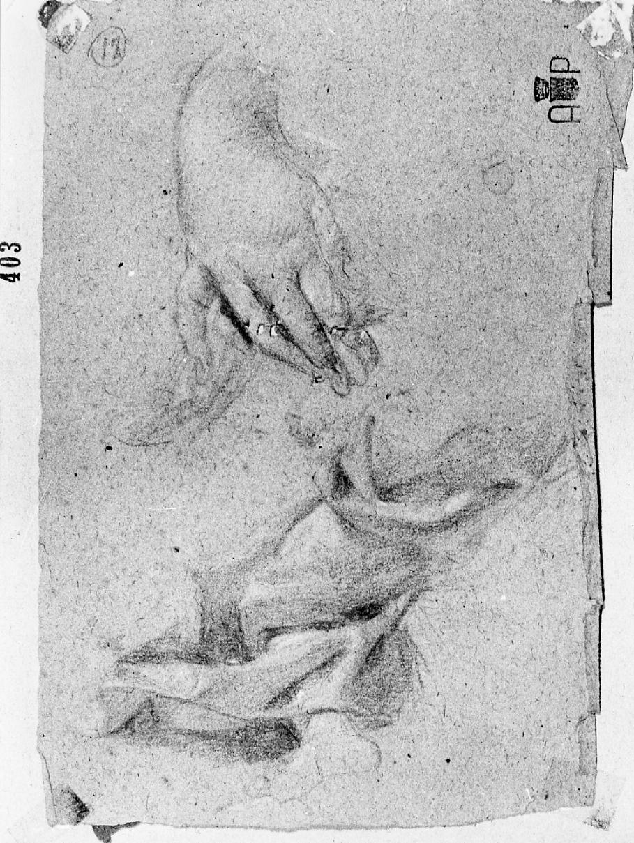 studio di panneggio e di mano (disegno) di Palucci Carlo (secc. XVII/ XVIII)