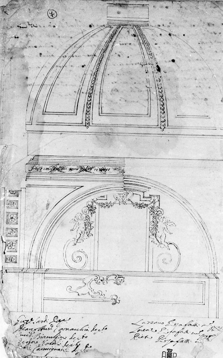 progetto di decorazione per la cupola della chiesa di San Filippo Neri di Ascoli Piceno (disegno) di Giosafatti Lazzaro (sec. XVIII)