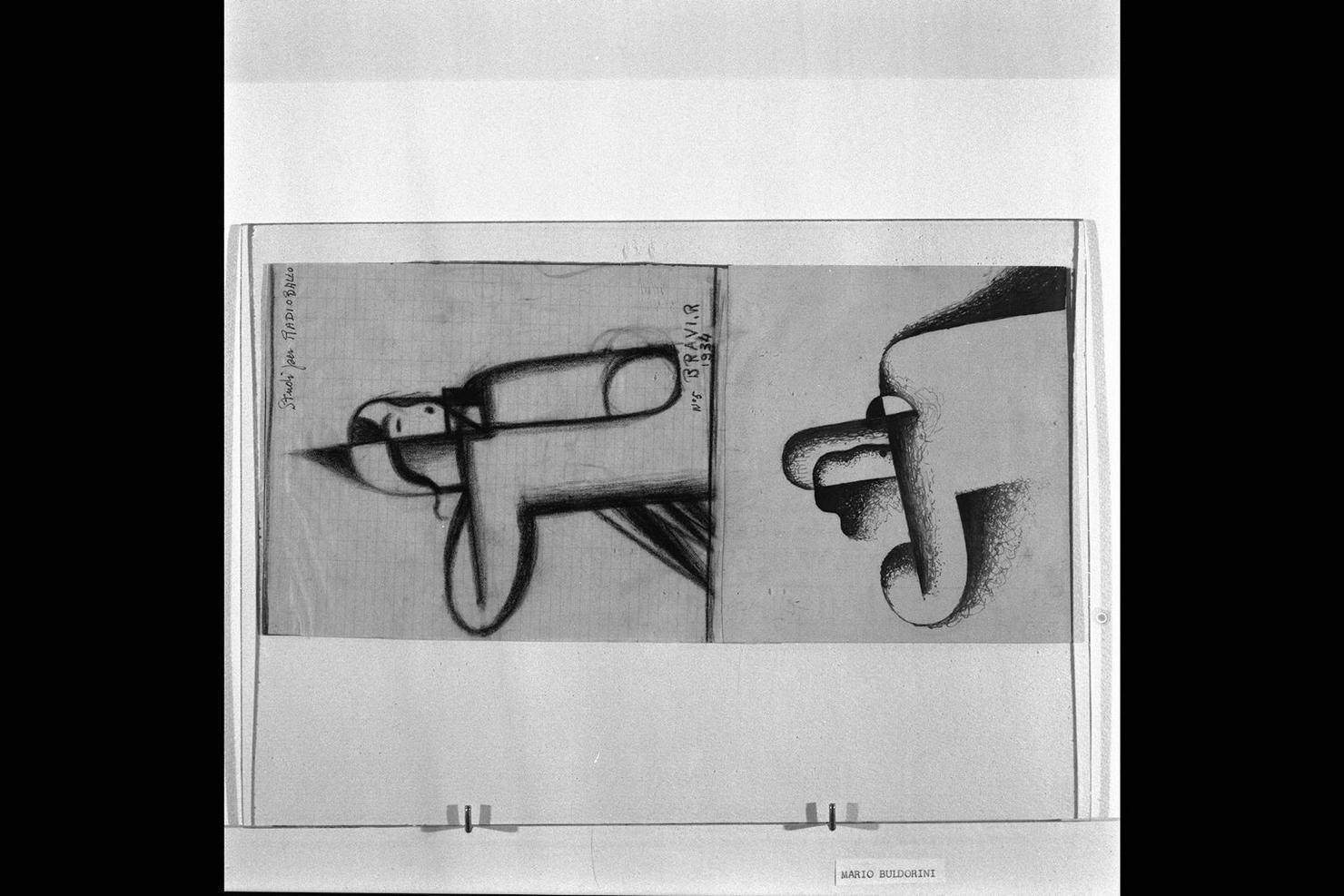 Studi per radioballo, non identificabile (disegno) di Bravi Rolando (sec. XX)