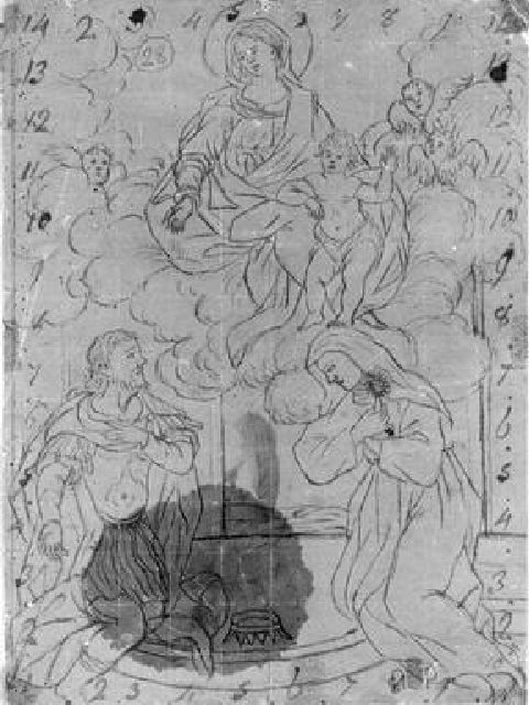 apparizione della Madonna con Bambino a San Luigi di Francia e a Santa Chiara (disegno) - ambito ascolano (seconda metà sec. XVIII)
