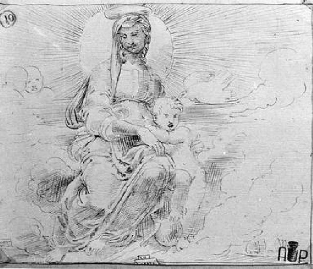 Madonna con Bambino in gloria (disegno) di Duranti Fortunato (primo quarto sec. XIX)