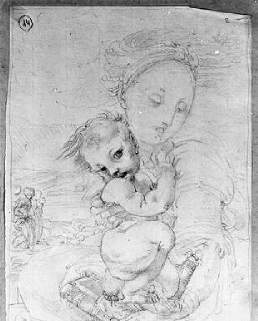 Madonna con Bambino (disegno) di Duranti Fortunato (primo quarto sec. XIX)