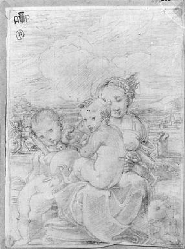 Madonna con Bambino e San Giovannino (disegno) di Duranti Fortunato (primo quarto sec. XIX)