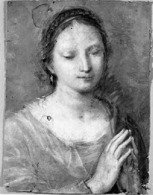 Madonna orante (disegno) di Monti Nicola Antonio (maniera) (seconda metà sec. XVIII)