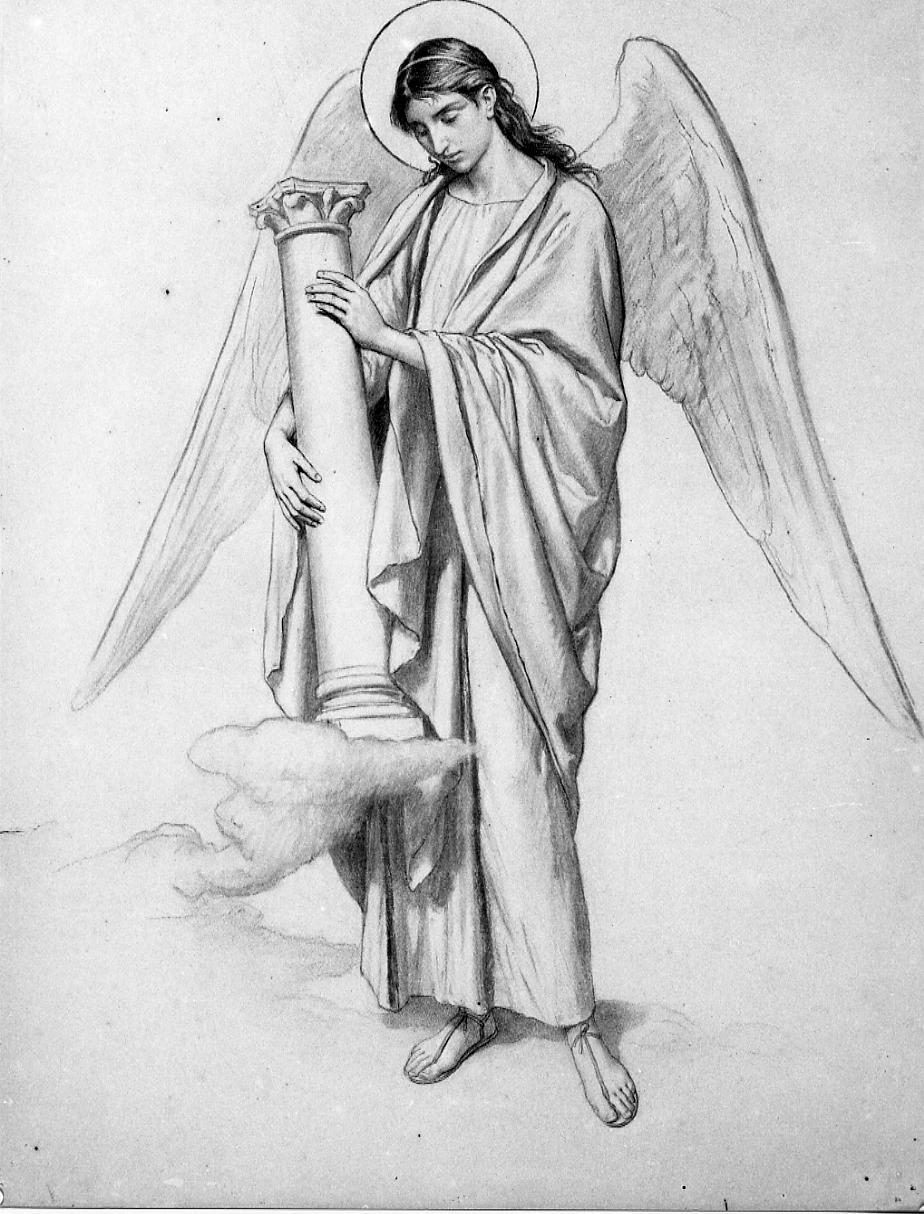 angelo con simbolo della Passione: colonna (disegno) di Mariani Cesare (sec. XIX)