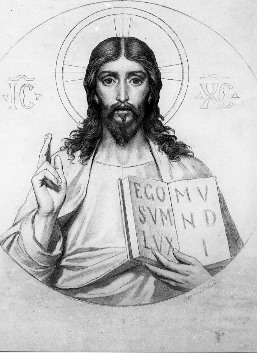Cristo Pantocratore (disegno) di Mariani Cesare (sec. XIX)