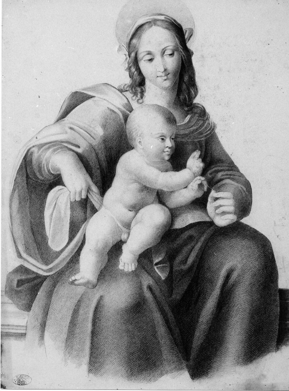 Madonna con Bambino (disegno) di Gabrielli Giulio (sec. XIX)