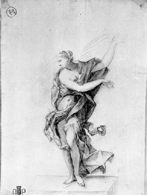 figura femminile (disegno) - ambito ascolano (sec. XVIII)