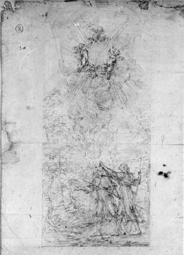 apparizione a due pellegrini (disegno) - ambito italiano (sec. XVIII)