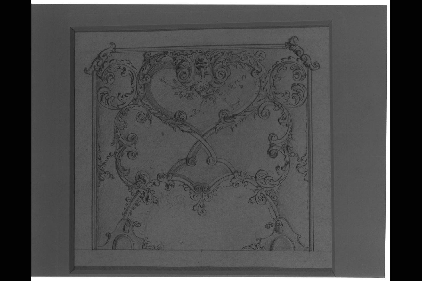 motivi decorativi vegetali e mascherone (disegno) di Giorgetti Guelfo (sec. XX)