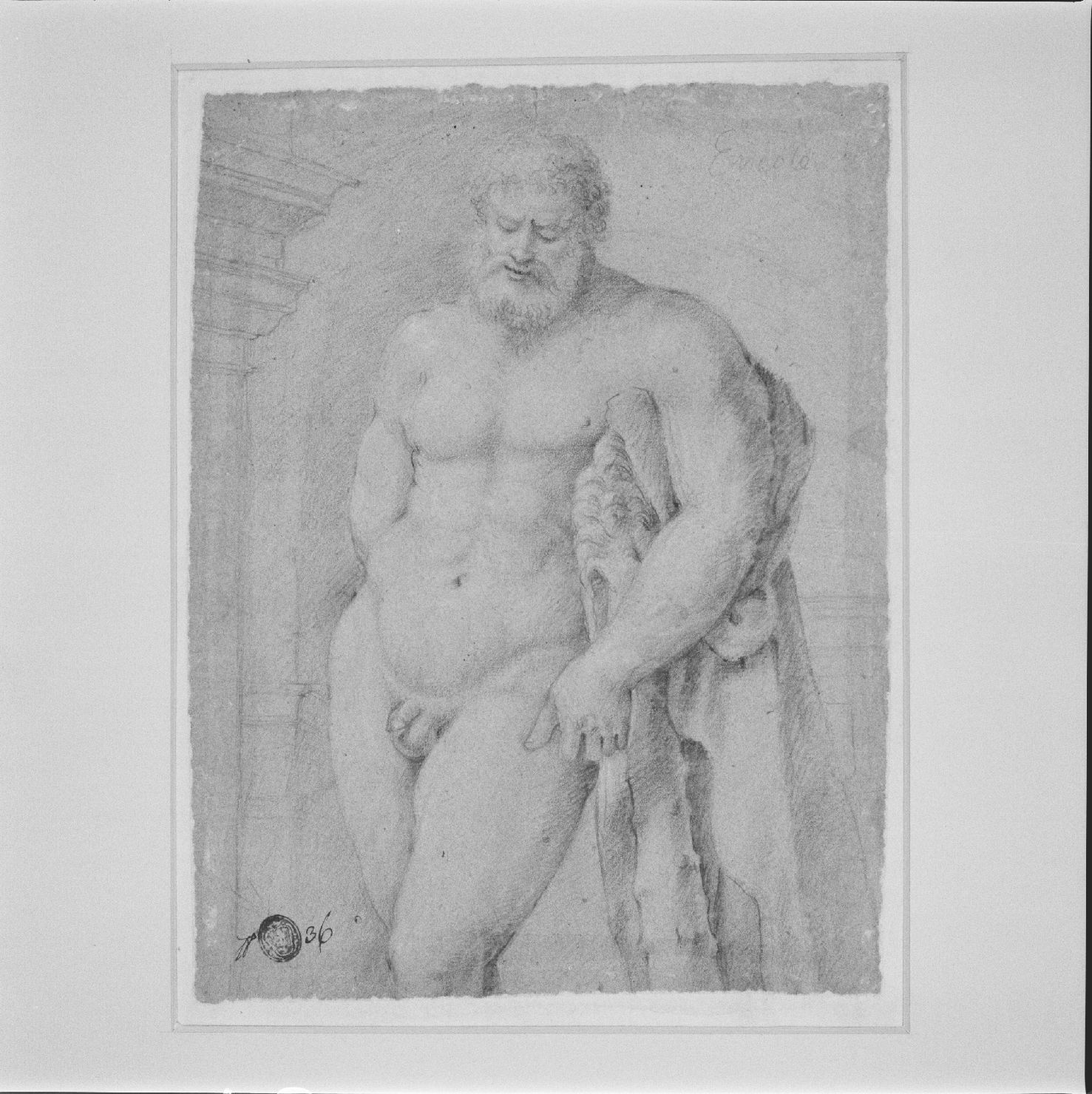 Ercole (disegno) - ambito romano (fine sec. XVI)