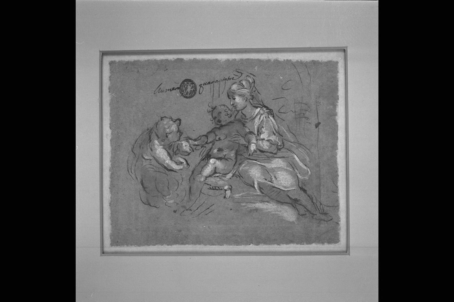 Madonna con Bambino e San Giovannino (disegno) - ambito marchigiano (fine sec. XVI)