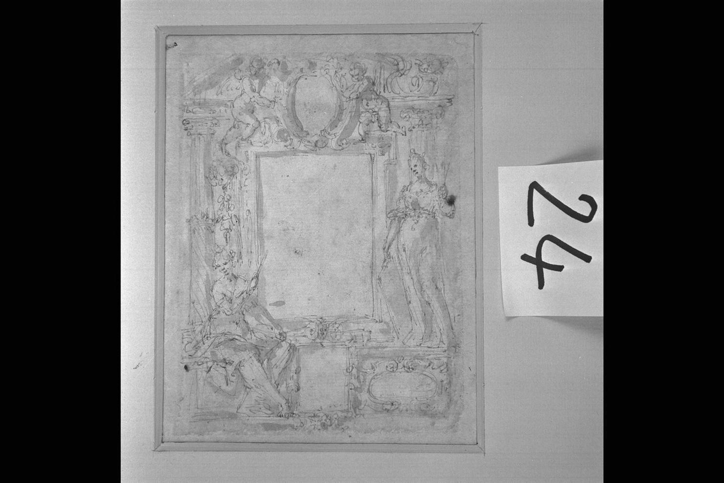 elementi decorativi (disegno) di Guerrieri Giovanni Francesco (cerchia) (sec. XVII)