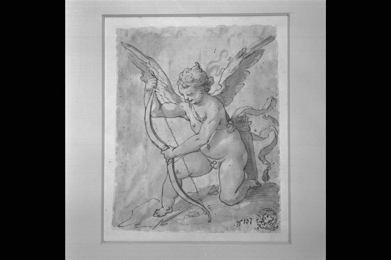 Cupido costruisce il suo arco (disegno) - ambito marchigiano (fine sec. XVI)