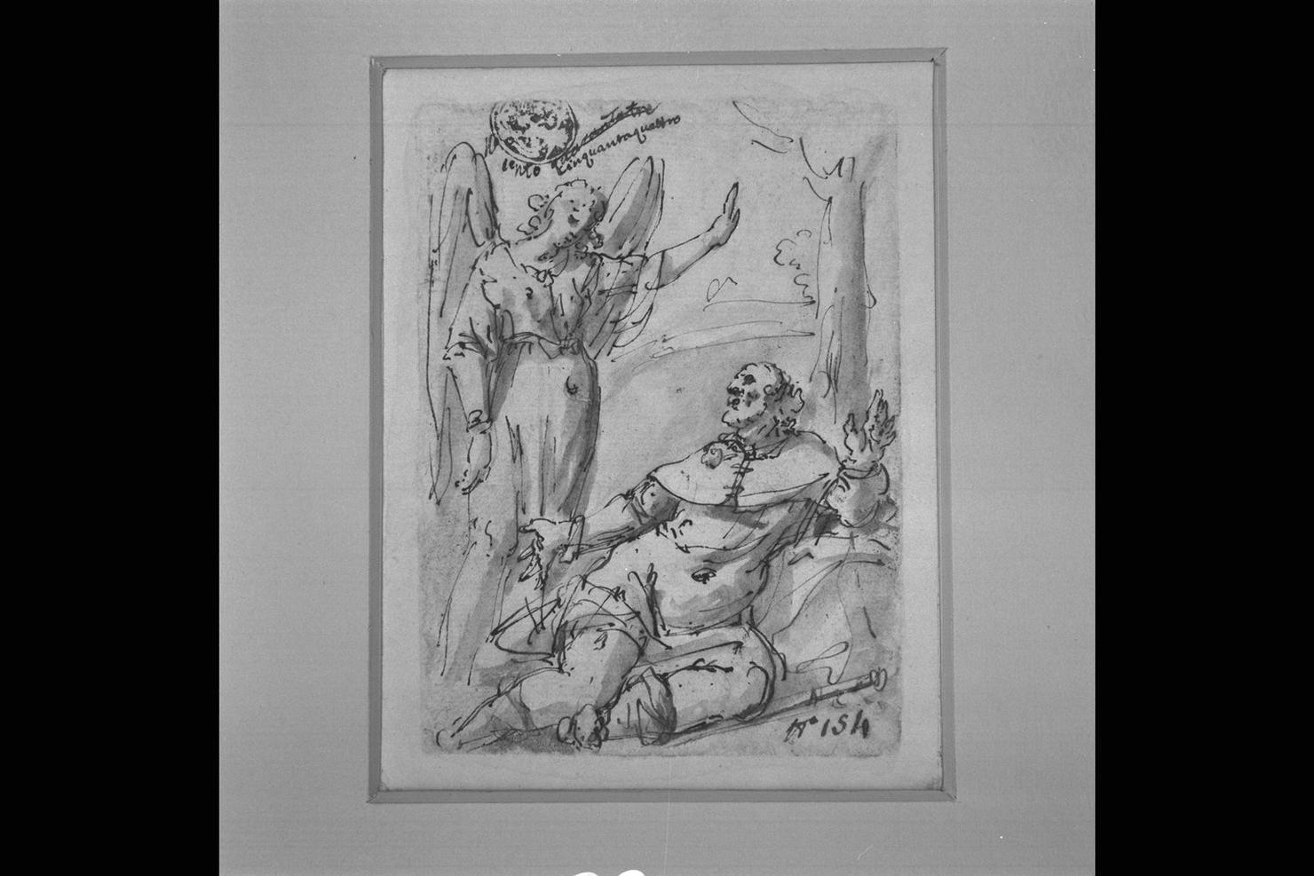 apparizione dell'angelo a San Rocco (disegno) - ambito veneto (sec. XVII)