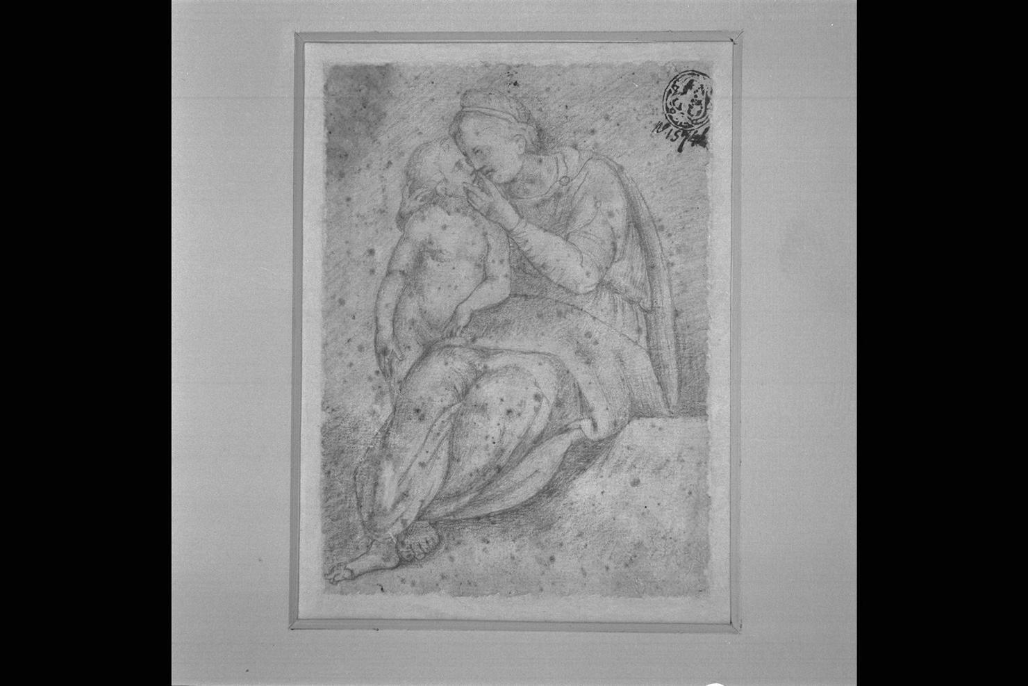 Madonna con Bambino (disegno) - ambito romano (secc. XVI/ XVII)