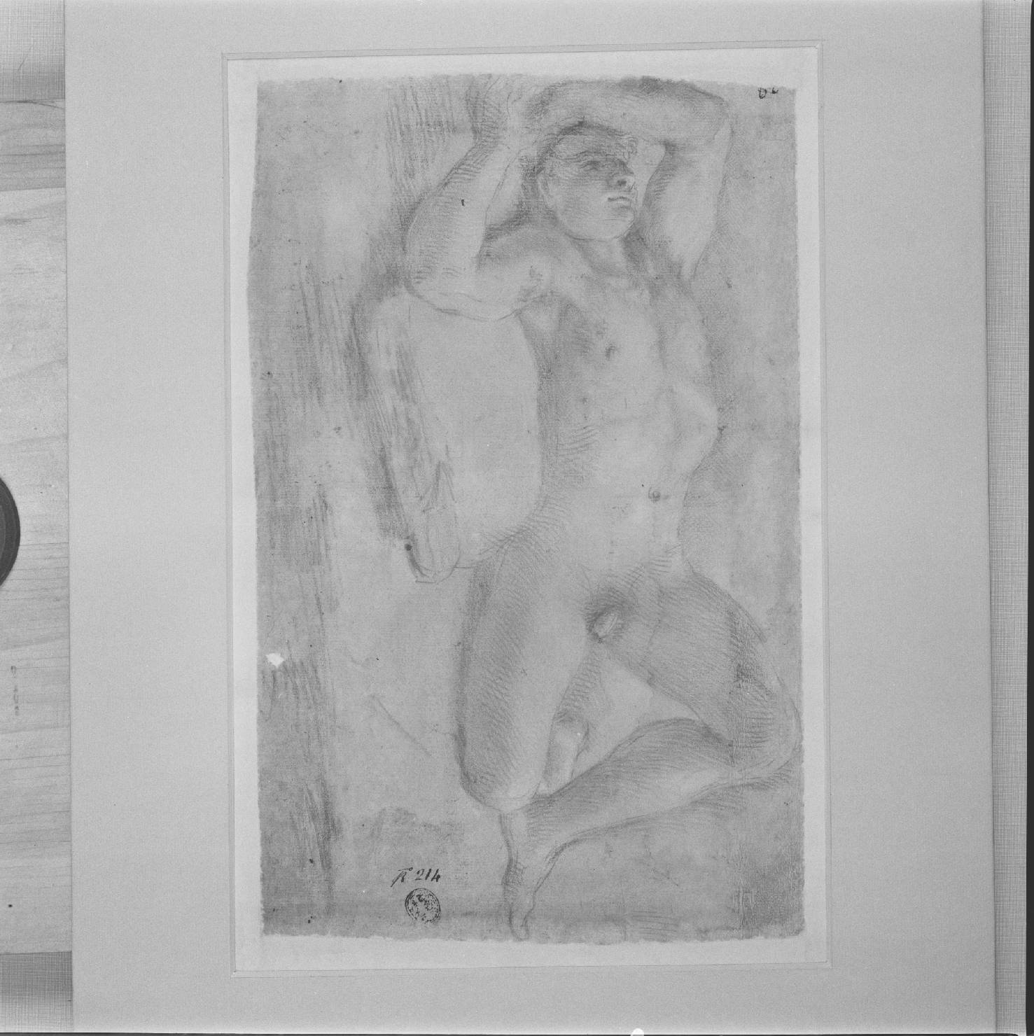 figura maschile nuda (disegno) - ambito marchigiano (sec. XVII)