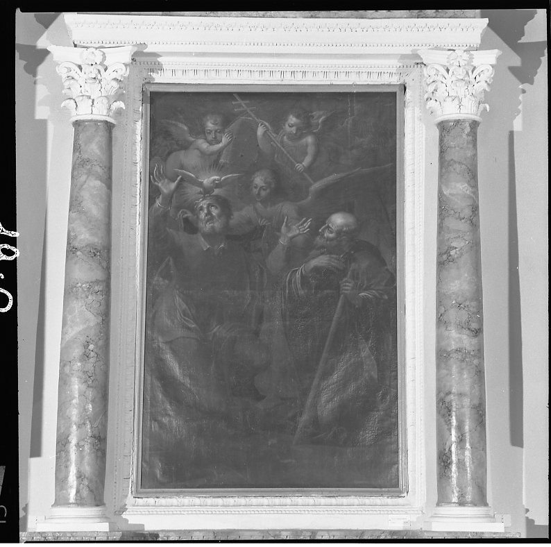 colomba dello Spirito Santo e Santi (dipinto) di Sacchi Andrea (scuola) (seconda metà sec. XVII)