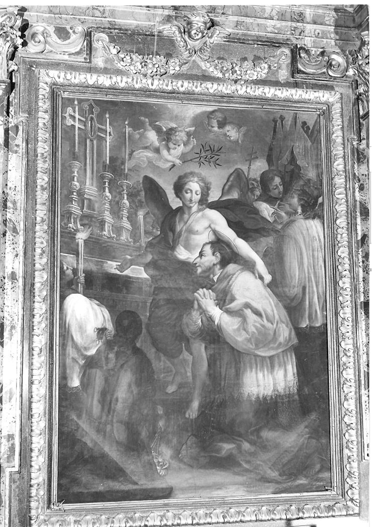 San Carlo Borromeo con sacerdoti e Angelo (dipinto) di Martini Vincenzo (fine sec. XVIII)