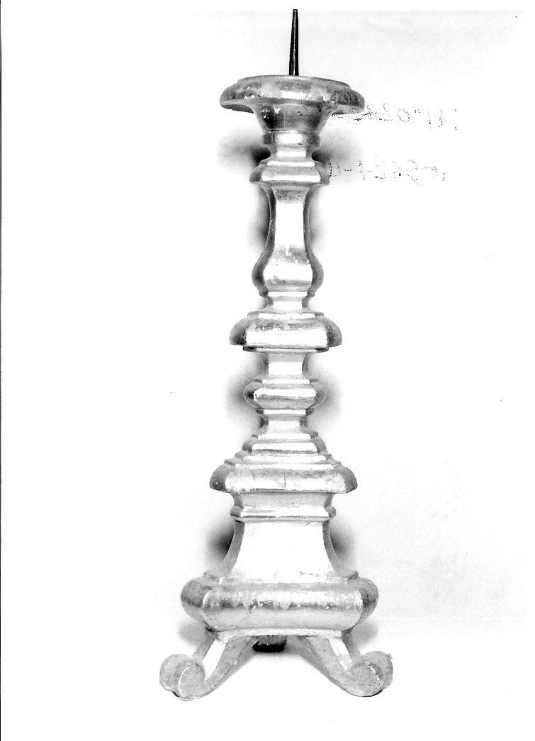 candeliere, serie - bottega marchigiana (fine/inizio secc. XVIII/ XIX)