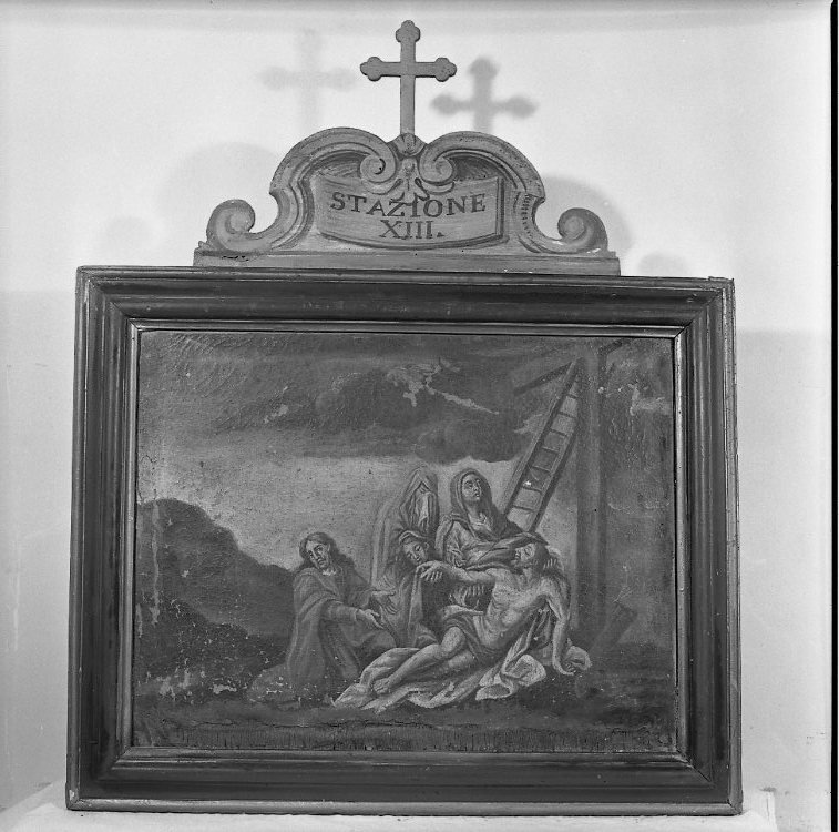 stazione XIII: Gesù deposto dalla croce (Via Crucis, elemento d'insieme) di Trajani Giuseppe (attribuito) (seconda metà sec. XVIII)