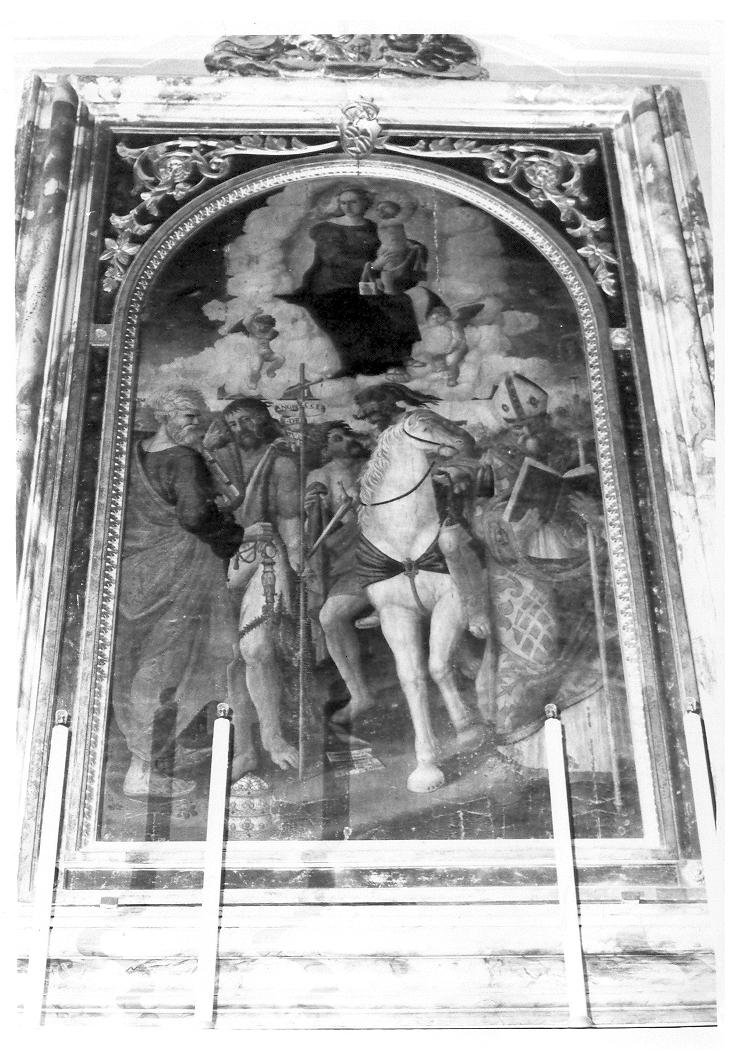 Madonna del Carmelo, San Pietro, San Giovanni Battista, San Martino e Sant'Agostino (dipinto) di Gentili Antonio, Gentili Giovanni (sec. XVI)