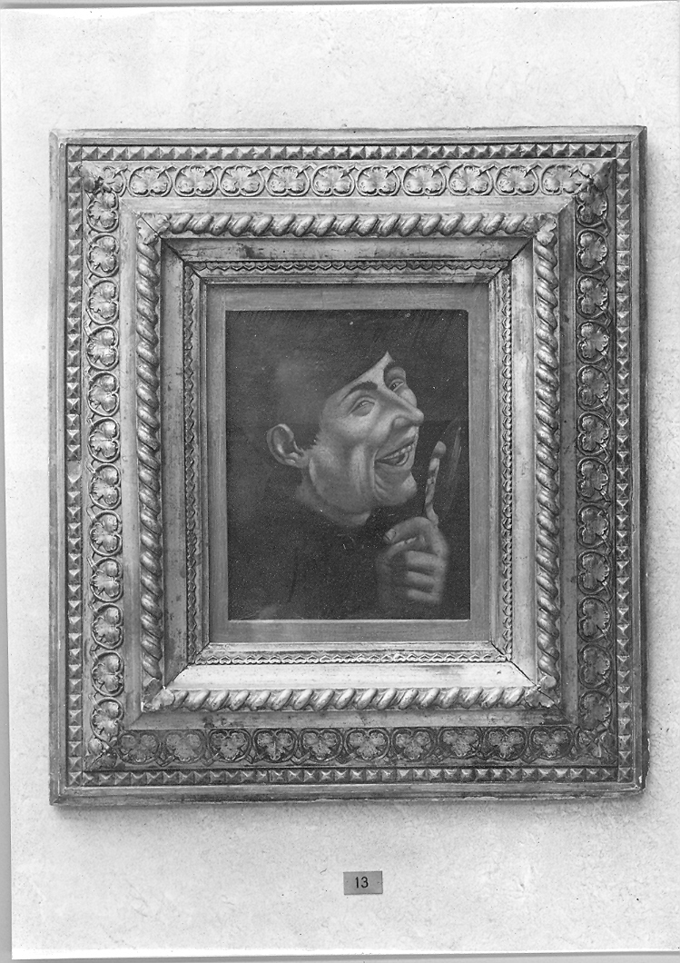ritratto di uomo allo specchio (dipinto) - ambito marchigiano (seconda metà sec. XVI)