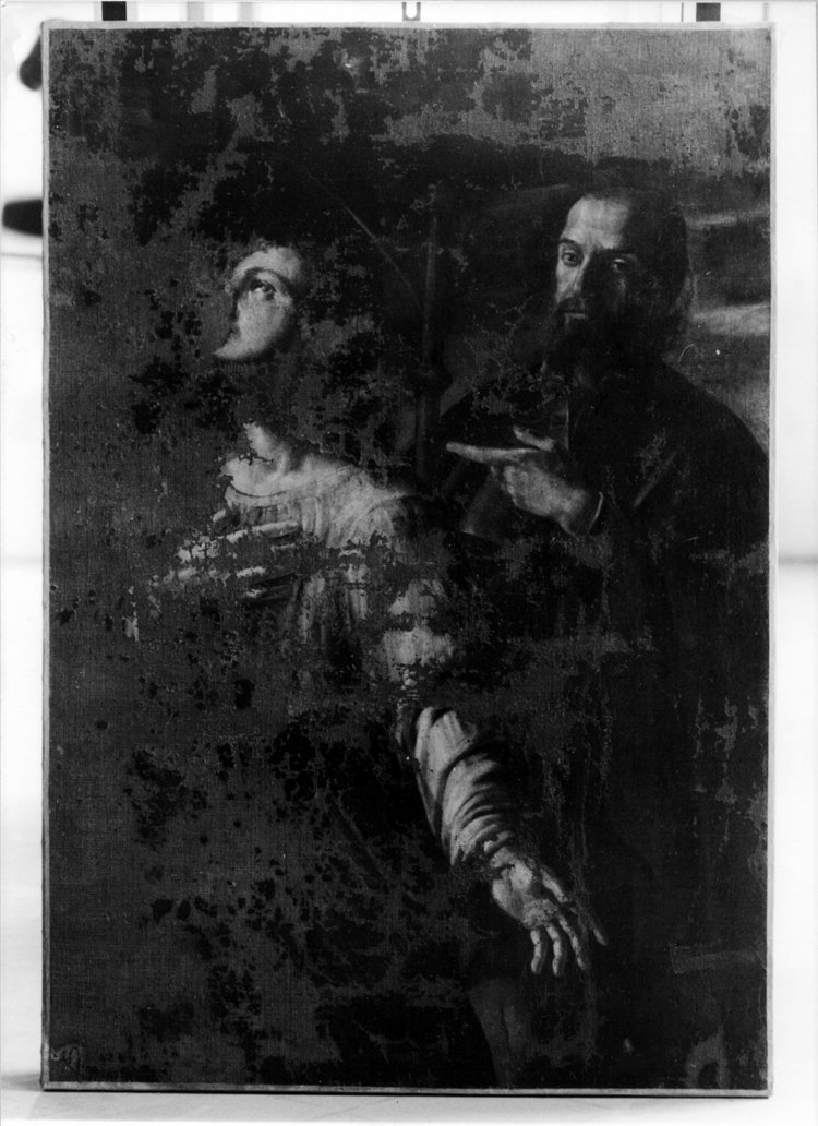 San Rocco e Santa Maria Maddalena (dipinto, frammento) di Guerrieri Giovanni Francesco (sec. XVII)