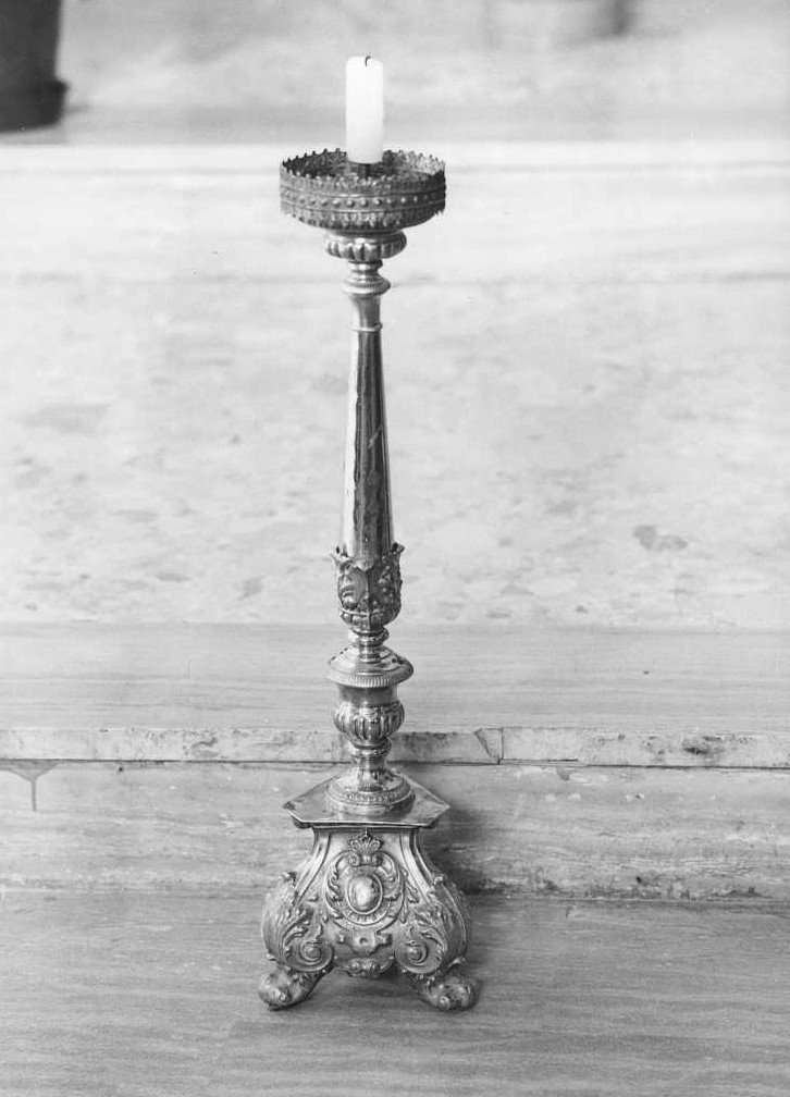 candelabro, serie - bottega marchigiana (fine/inizio secc. XIX/ XX)