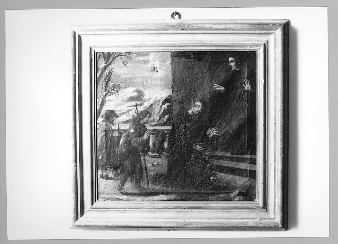 episodio della vita di San Nicola da Tolentino (dipinto, elemento d'insieme) - ambito marchigiano (secc. XVII/ XVIII)