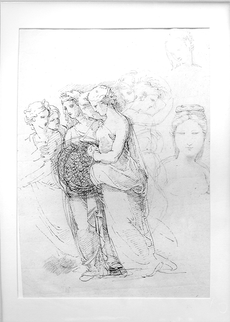 studi di nove figure femminili (disegno) di Duranti Fortunato (sec. XIX)